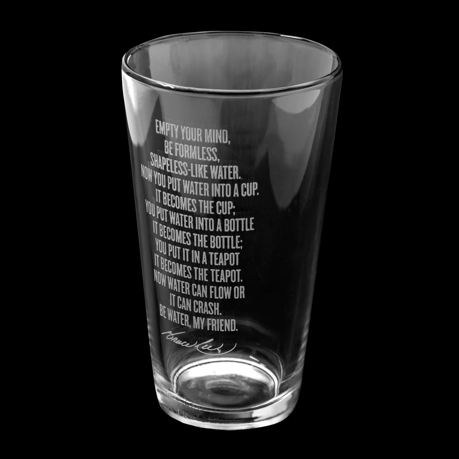 Be Water Full Quote 16 oz Etched Glass - Image 3
